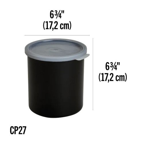 Cambro CP27110 Solid Crocks w/ Lid, 2.7qt, Black, Polypropylene, 6-3/4(w) x 6-3/4(d) x 6-3/4(h) inch, NSF Listed
