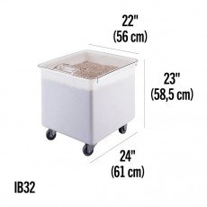 Cambro IB32148 Ingredient Bins, (32)Gallon(s), 215lb Capacity, Flat Top, White Plastic, Casters, 24(w) x 22(d) x 23(h) inch, NSF Listed