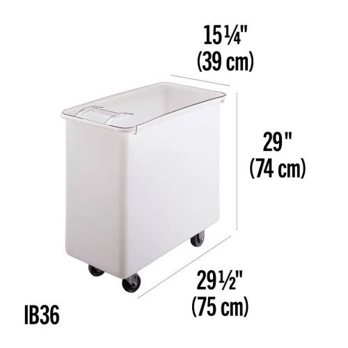 Cambro IB36148 Ingredient Bins, (34)Gallon(s), 252lb Capacity, Flat Top, White Plastic, Casters, 29-1/2(w) x 15-1/4(d) x 29(h) inch, NSF Listed