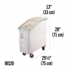 Cambro IBS20148 Ingredient Bins, (20)Gallon(s), 170lb Capacity, Slant Top, White Plastic, Casters, 29-1/2(w) x 13(d) x 28(h) inch, NSF Listed