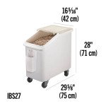 Cambro IBS27148 Ingredient Bins, (27)Gallon(s), 226lb Capacity, Slant Top, White Plastic, Casters, 29-5/8(w) x 16-5/16(d) x 28(h) inch, NSF Listed