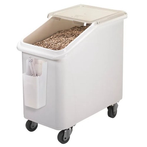 Cambro IBS27148 Ingredient Bins, (27)Gallon(s), 226lb Capacity, Slant Top, White Plastic, Casters, 29-5/8(w) x 16-5/16(d) x 28(h) inch, NSF Listed