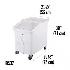Cambro IBS37148 Ingredient Bins, (37)Gallon(s), 314lb Capacity, Slant Top, White Plastic, Casters, 29-1/2(w) x 21-1/2(d) x 28(h) inch, NSF Listed