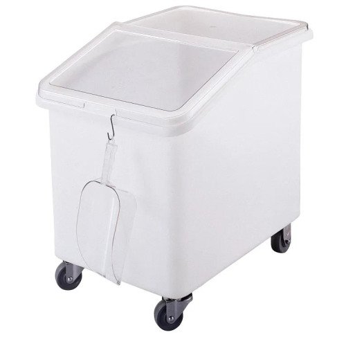 Cambro IBS37148 Ingredient Bins, (37)Gallon(s), 314lb Capacity, Slant Top, White Plastic, Casters, 29-1/2(w) x 21-1/2(d) x 28(h) inch, NSF Listed