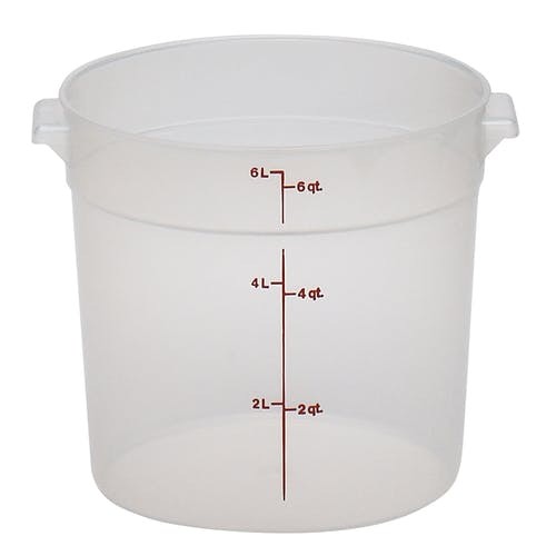 Cambro RFS6PP190 6qt Round Translucent Polypropylene Food Container, NSF Listed