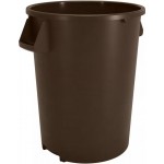 CFS Brands Bronco 84103201 Trash Can, (32)Gallon(s), Round, Polyethylene, Brown, NSF Listed