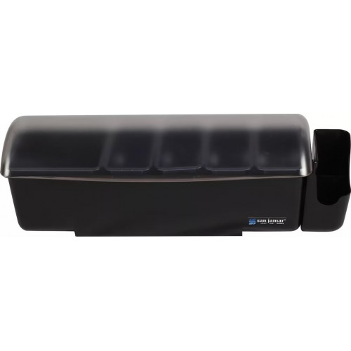 San Jamar BD4005E Dome Garnish Center, (5)Tray(s), (8)Pint(s) Capacity, Black, NSF Listed