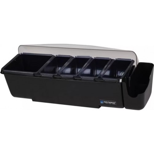 San Jamar BD4005E Dome Garnish Center, (5)Tray(s), (8)Pint(s) Capacity, Black, NSF Listed