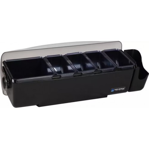 San Jamar BD4005E Dome Garnish Center, (5)Tray(s), (8)Pint(s) Capacity, Black, NSF Listed