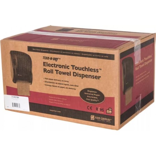 San Jamar T1300TBK Tear-N-Dry Classic Roll Towel Dispenser, Wall Mount, Hands-Free, Black Pearl, Plastic, CE Listed