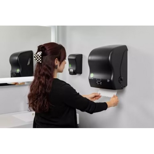 San Jamar T7400REBK Simplicity ecoLogic Essence Mechanical Hands-Free Towel Dispenser, Black