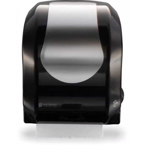 San Jamar T7470BKSS Roll Paper Towel Dispenser, Wall Mount, Hands-Free, Plastic, Black/Stainless