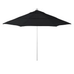 California Umbrella Venture Series ALTO118002-5408-DWV Commercial Patio Umbrella, 11ft, Round, Aluminum Pole with Pulley Lift and Fiberglass Ribs, Sunbrella 1A Black Fabric