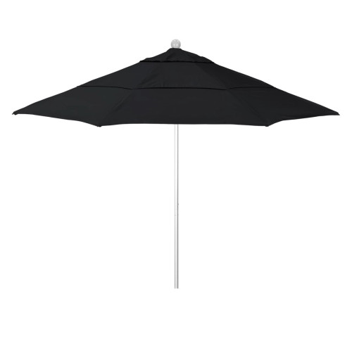 California Umbrella Venture Series ALTO118002-5408-DWV Commercial Patio Umbrella, 11ft, Round, Aluminum Pole with Pulley Lift and Fiberglass Ribs, Sunbrella 1A Black Fabric