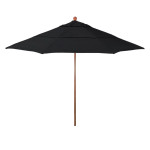 California Umbrella Venture Series ALTO118202-5408 Commercial Patio Umbrella, 11ft,  Natural Oak Aluminum Pole With Pulley Lift And Fiberglass Ribs, Sunbrella 1A Black Fabric