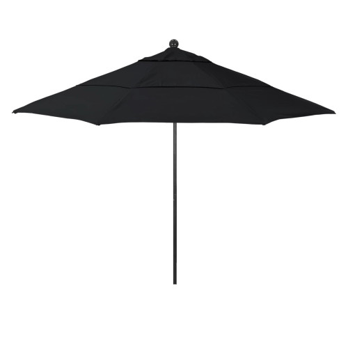 California Umbrella Venture Series ALTO118302-5408 Commercial Patio Umbrella, 11ft, Black Aluminum Pole with Pulley Lift and Fiberglass Ribs, Sunbrella 1A Black Fabric