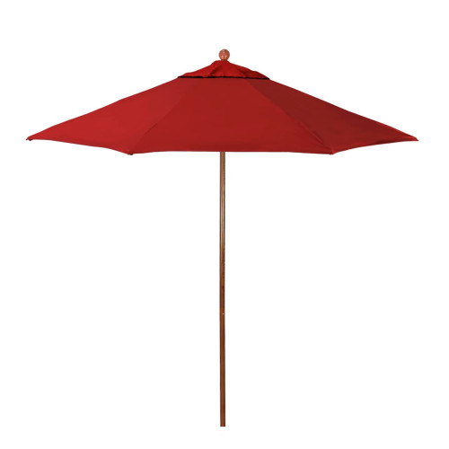 California Umbrella Venture Series ALTO908202-5403 Commercial Patio Umbrella, 9ft, Natural Oak Aluminum Pole with Push Lift and Fiberglass Ribs, Sunbrella 2A Jockey Red Fabric