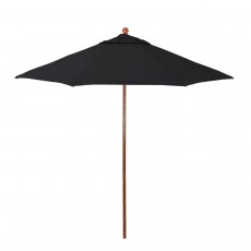 California Umbrella Venture Series ALTO908202-5408 Commercial Patio Umbrella, 9ft, Natural Oak Aluminum Pole with Push Lift and Fiberglass Ribs, Sunbrella 1A Black Fabric