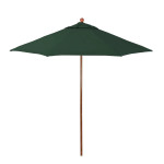 California Umbrella Venture Series ALTO908202-5446 Commercial Patio Umbrella, 9ft, Natural Oak Aluminum Pole with Push Lift and Fiberglass Ribs, Sunbrella 1A Forest Green Fabric