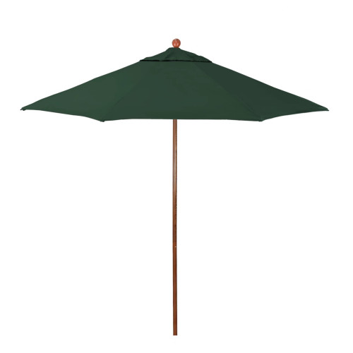 California Umbrella Venture Series ALTO908202-5446 Commercial Patio Umbrella, 9ft, Natural Oak Aluminum Pole with Push Lift and Fiberglass Ribs, Sunbrella 1A Forest Green Fabric