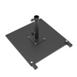 California CRL070-BLACK Patio Umbrella Base, (70)lb(s), Galvanized steel Plate with 12 inch Base Tube, Add-on Wheels, Black