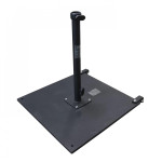 California CRL100-BLACK Patio Umbrella Base, (100)lb(s), Galvanized Steel Plate with 24 inch Base Tube, Add-on Wheels, Black