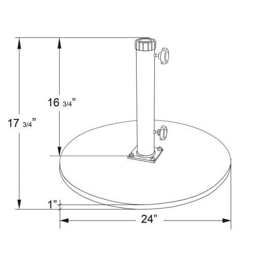 California CRLY903-BLACK Commercial Cast Iron Patio Umbrella Base, (95)lb(s), Round, Black