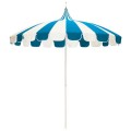 California SMPT852174PD-0401 Pagoda Umbrella, 8.5ft, Matted White Aluminum Pole Push Lift System and Two Toned Canopy, Sunbrella 1A Pacific Blue and Natural Fabric