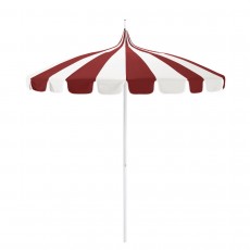 California SMPT852174PD-0403 Pagoda Umbrella, 8.5ft, Matted White Aluminum Pole Push Lift System and Two Toned Canopy, Sunbrella 1A Jockey Red and Natural Fabric