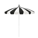 California SMPT852174PD-0408 Pagoda Umbrella, 8.5ft, Matted White Aluminum Pole Push Lift System and Two Toned Canopy, Sunbrella 1A Black and Natural Fabric