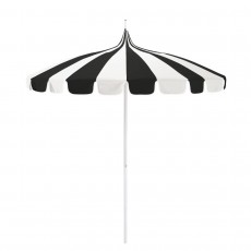 California SMPT852174PD-0408 Pagoda Umbrella, 8.5ft, Matted White Aluminum Pole Push Lift System and Two Toned Canopy, Sunbrella 1A Black and Natural Fabric