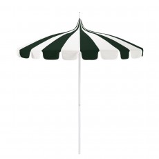 California SMPT852174PD-0446 Pagoda Umbrella, 8.5ft, Matted White Aluminum Pole Push Lift System and Two Toned Canopy, Sunbrella 1A Forest Green and Natural Fabric
