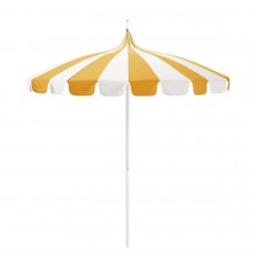 California SMPT852174PD-0457 Pagoda Umbrella, 8.5ft, Matted White Aluminum Pole Push Lift System and Two Toned Canopy, Sunbrella 1A Sunflower Yellow and Natural Fabric