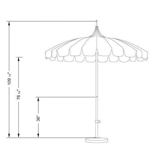 California SMPT852174PD-0403 Pagoda Umbrella, 8.5ft, Matted White Aluminum Pole Push Lift System and Two Toned Canopy, Sunbrella 1A Jockey Red and Natural Fabric