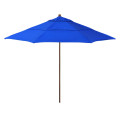 California Umbrella Madera Series STAF118202-5401-DWV Commercial Patio Umbrella, 11ft, Silmulation Oak Sturdy Aluminum Pole with Pulley Lift and Fiberglass Ribs, Sunbrella 1A Pacific Blue Fabric
