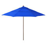 California Umbrella Madera Series STAF118202-5401-DWV Commercial Patio Umbrella, 11ft, Silmulation Oak Sturdy Aluminum Pole with Pulley Lift and Fiberglass Ribs, Sunbrella 1A Pacific Blue Fabric