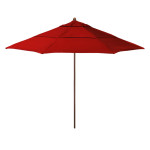 California Umbrella Madera Series STAF118202-5403-DWV Commercial Patio Umbrella, 11ft, Silmulation Oak Sturdy Aluminum Pole with Pulley Lift and Fiberglass Ribs, Sunbrella 2A Jockey Red Fabric