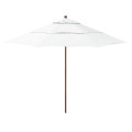 California Umbrella Madera Series STAF118202-5404-DWV Commercial Patio Umbrella, 11ft, Silmulation Oak Sturdy Aluminum Pole With Pulley Lift and Fiberglass Ribs, Sunbrella 1A Natural Fabric