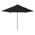 California Umbrella Madera Series STAF118202-5408-DWV Commercial Patio Umbrella, 11ft, Silmulation Oak Sturdy Aluminum Pole with Pulley Lift and Fiberglass Ribs, Sunbrella 1A Black Fabric