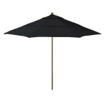 California Umbrella Madera Series STAF118202-5408-DWV Commercial Patio Umbrella, 11ft, Silmulation Oak Sturdy Aluminum Pole with Pulley Lift and Fiberglass Ribs, Sunbrella 1A Black Fabric