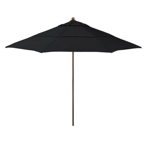 California Umbrella Madera Series STAF118202-5408-DWV Commercial Patio Umbrella, 11ft, Silmulation Oak Sturdy Aluminum Pole with Pulley Lift and Fiberglass Ribs, Sunbrella 1A Black Fabric
