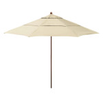 California Umbrella Madera Series STAF118202-5422-DWV Commercial Patio Umbrella, 11ft, Silmulation Oak Sturdy Aluminum Pole with Pulley Lift and Fiberglass Ribs, Sunbrella 1A Antique Beige Fabric