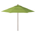 California Umbrella Madera Series STAF118202-5429-DWV Commercial Patio Umbrella, 11ft, Silmulation Oak Sturdy Aluminum Pole with Pulley Lift and Fiberglass Ribs, Sunbrella 2A Macaw Fabric