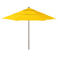 California Umbrella Madera Series STAF118202-5457-DWV Commercial Patio Umbrella, 11ft, Silmulation Oak Sturdy Aluminum Pole with Pulley Lift and Fiberglass Ribs, Sunbrella 1A Sunflower Yellow Fabric
