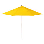 California Umbrella Madera Series STAF118202-5457-DWV Commercial Patio Umbrella, 11ft, Silmulation Oak Sturdy Aluminum Pole with Pulley Lift and Fiberglass Ribs, Sunbrella 1A Sunflower Yellow Fabric
