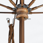 California Umbrella Madera Series STAF908202-5446 Commercial Patio Umbrella, 9ft, Silmulation Oak Sturdy Aluminum Pole with Deluxe Pulley Lift and Fiberglass Ribs, Sunbrella 1A Forest Green Fabric