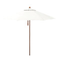 California Umbrella Madera Series STAF908202-5404 Commercial Patio Umbrella, 9ft, Silmulation Oak Sturdy Aluminum Pole with Deluxe Pulley Lift and Fiberglass Ribs, Sunbrella 1A Natural Fabric
