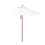 California Umbrella Madera Series STAF908202-5404 Commercial Patio Umbrella, 9ft, Silmulation Oak Sturdy Aluminum Pole with Deluxe Pulley Lift and Fiberglass Ribs, Sunbrella 1A Natural Fabric