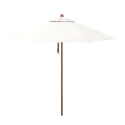 California Umbrella Madera Series STAF908202-5404 Commercial Patio Umbrella, 9ft, Silmulation Oak Sturdy Aluminum Pole with Deluxe Pulley Lift and Fiberglass Ribs, Sunbrella 1A Natural Fabric