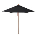 California Umbrella Madera Series STAF908202-5408 Commercial Patio Umbrella, 9ft, Silmulation Oak Sturdy Aluminum Pole with Deluxe Pulley Lift and Fiberglass Ribs, Sunbrella 1A Black Fabric